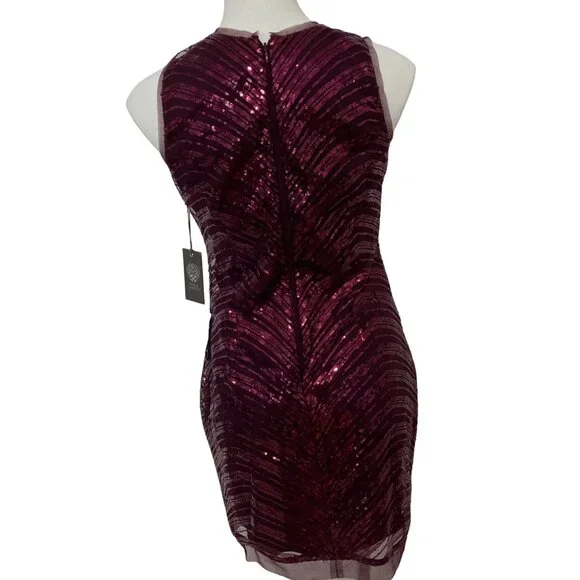 Vince Camuto burgundy sequin mini dress size 6 - Picture 3 of 8